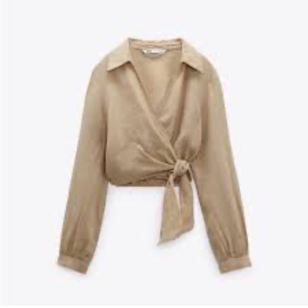 Zara tan linen shirt